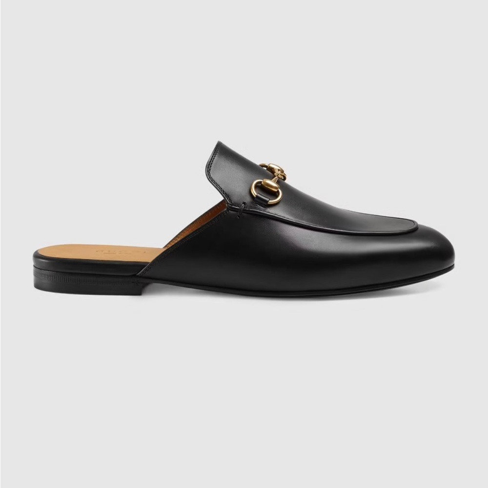 COPY - Gucci black leather princetown slippers. Horsebit loafers size 38